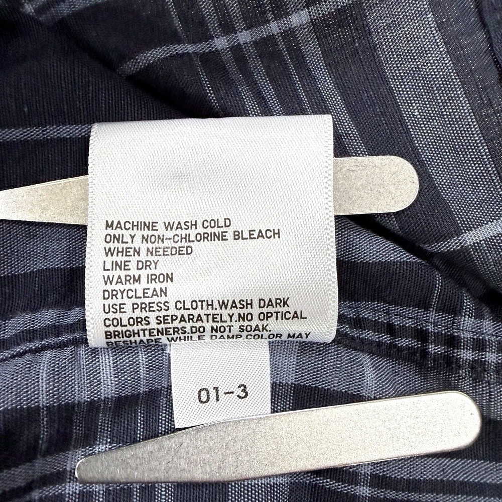 Uniqlo Navy Blue Plaid Linen Cotton Blend XL Short Sleeve Button Front Shirt - Picture 10 of 10